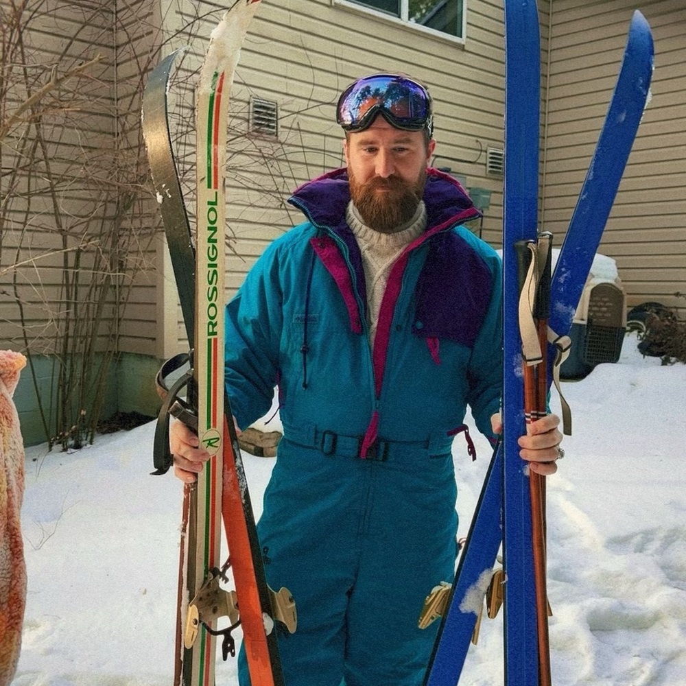 Vintage Columbia Teal and Purple Ski suit